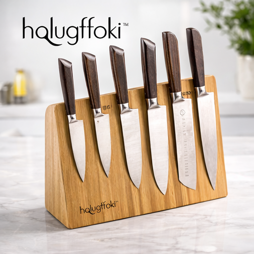 halugffoki™ 6-Piece Premium Knife Set with Magnetic Wooden Block
