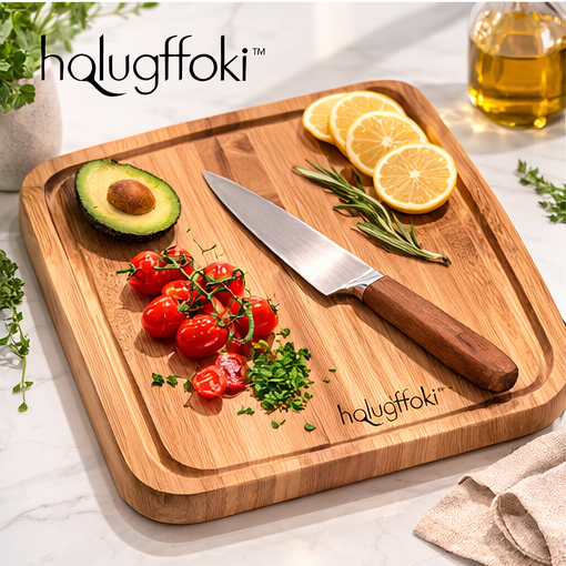 halugffoki™ Bamboo Cutting Board with Juice Groove